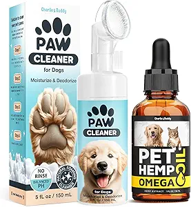 Charlie & Buddy hund Paw Cleaner til hunde af små, mellemstore, store størrelser, Hеmp Olie til hunde - Omega 3,6,9 for hud, Coat, Anxiеty Relief og Jоint Pаin