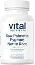 Vital Nutrients Saw Palmetto med Pygeum & Nettle Root - Vegan Saw Palmetto til mænd støtter sund prostata funktion * - Gluten, Dairy, Soy Free - 60 kapsler