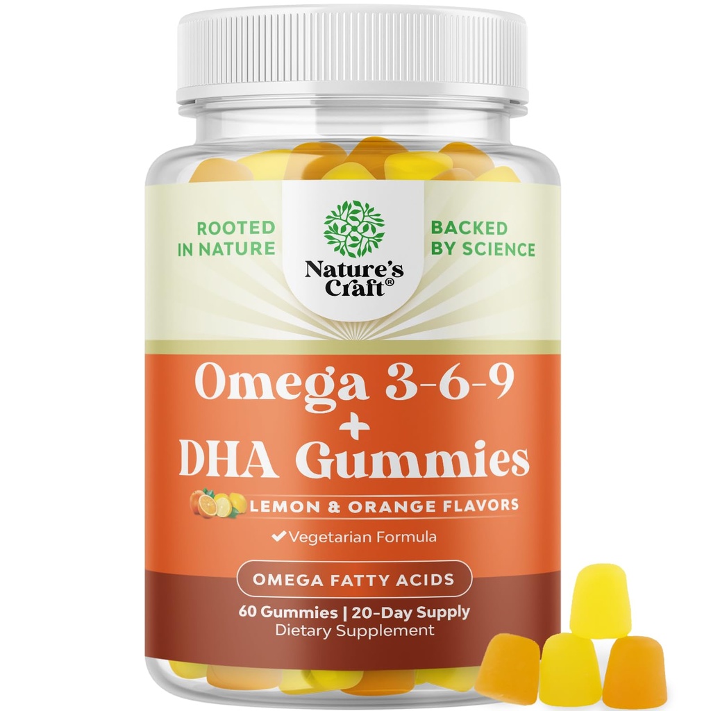 Vegetarisk Omega 3 Gummier for voksne - Vegetarisk Omega 3 6 9 DHA Gummier for hjerne og hjerte sundhed og fælles støtte - Burpless Halal fisk fri plante baseret supplement Mænd Kvinder