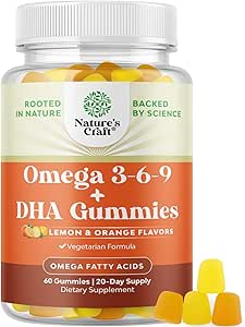 Vegetarisk Omega 3 Gummier for voksne - Vegetarisk Omega 3 6 9 DHA Gummier for hjerne og hjerte sundhed og fælles støtte - Burpless Halal fisk fri plante baseret supplement Mænd Kvinder