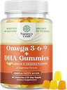 Vegetarisk Omega 3 Gummier for voksne - Vegetarisk Omega 3 6 9 DHA Gummier for hjerne og hjerte sundhed og fælles støtte - Burpless Halal fisk fri plante baseret supplement Mænd Kvinder