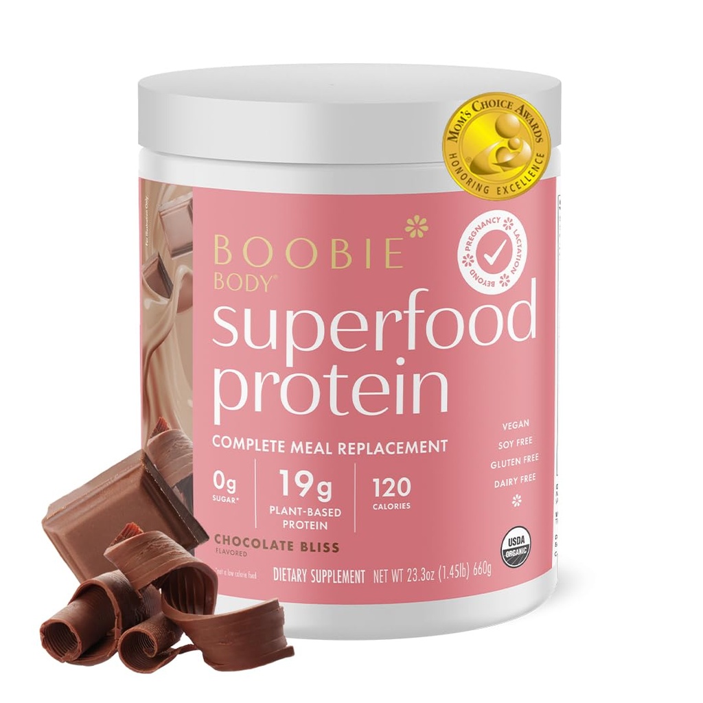 Boobie Body Superfood Protein Graviditet og Postpartum Meal Erstatning Shake, Chocolate Bliss Flavor Deal 124; 19g Protein Deal 124; Safe for Amning & Moderskab