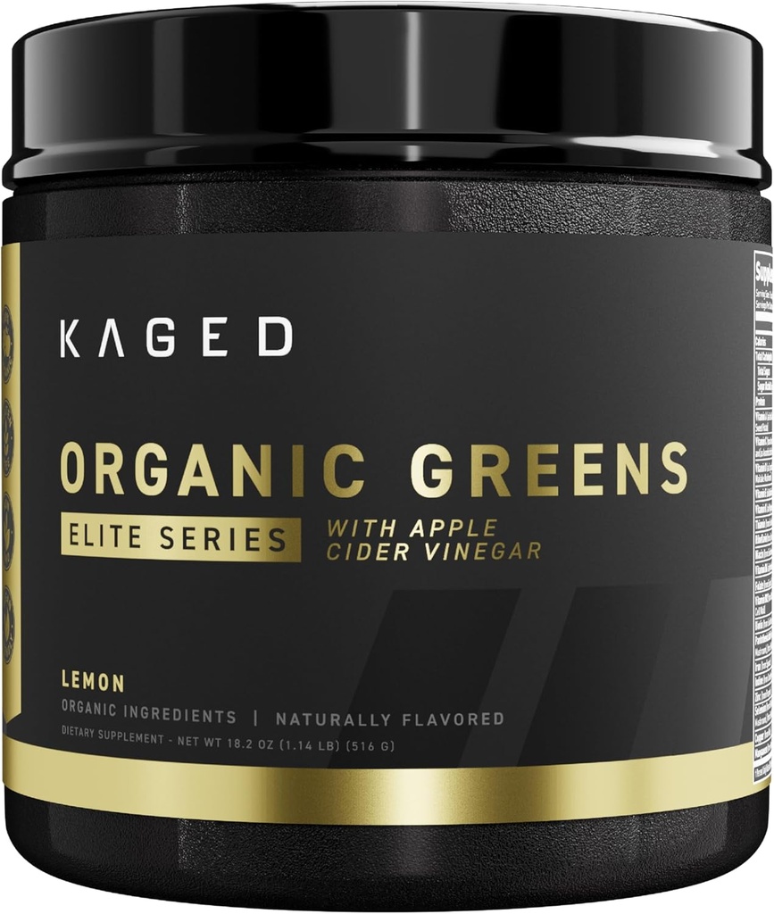 Kaged Organic Green Elite Budd124; Superfood og grønne pulver med Apple Cider Vincities, Adaptogen, Prebiotics, Vitaminer & Minerals