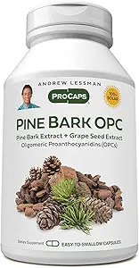 ANDREW LESSMAN Pine Bark OPC Antioxidant Udtrækker 60 kapsler - Understøtter Væv og orgelsystemer til at neutralisere beskadige Free- radikaler, Proanthocyanidin, Kraftfulde Antioxidant, Ingen tilsætningsstoffer