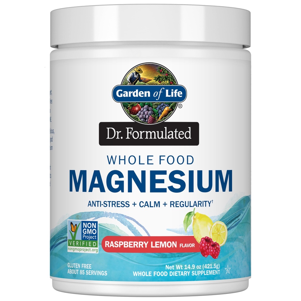 Livets have Hele fødevarer Magnesium pulver, 421.5g - Raspberry Lemon, Vegan, Gluten & Sukker Free