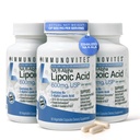 IMMUNOVITES 3- Pack Stabilized R- Alpha Lipoic Acid ((True)) 600mg per servering [[Høj potens & op til 40x Øget Absorption]] (Na R- ALA) (Na R- LA) (Na R- Lipoate) (3 flasker)
