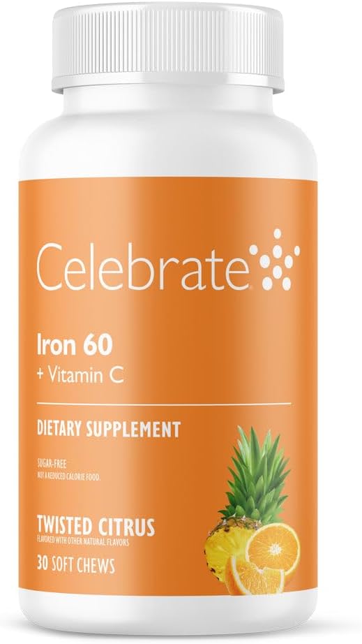 Fejre Vitaminer jerntilskud med 60mg jern & vitamin C - Citrus tyggetabletter til bariatriske patienter, Gastric bypass & Sleeve Gastrectomy Support 30 tabletter til post- kirurgi