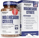 Premium Magnesium Citrate 500mg Kapsler (Citrato de Magnesio) High Absorption Formel Chelated Buffered Citrate to Support Ditagestion, Knogle, Sleep & Muscle Health - 120 Kapsler