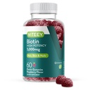 Viteey Biotin Gummies for Hår Hud og Nails - Biotin for Hår Vækst Gummies - 5000 mcg - Vegan, Gluten- Free, Non- GMO - 60 Greve