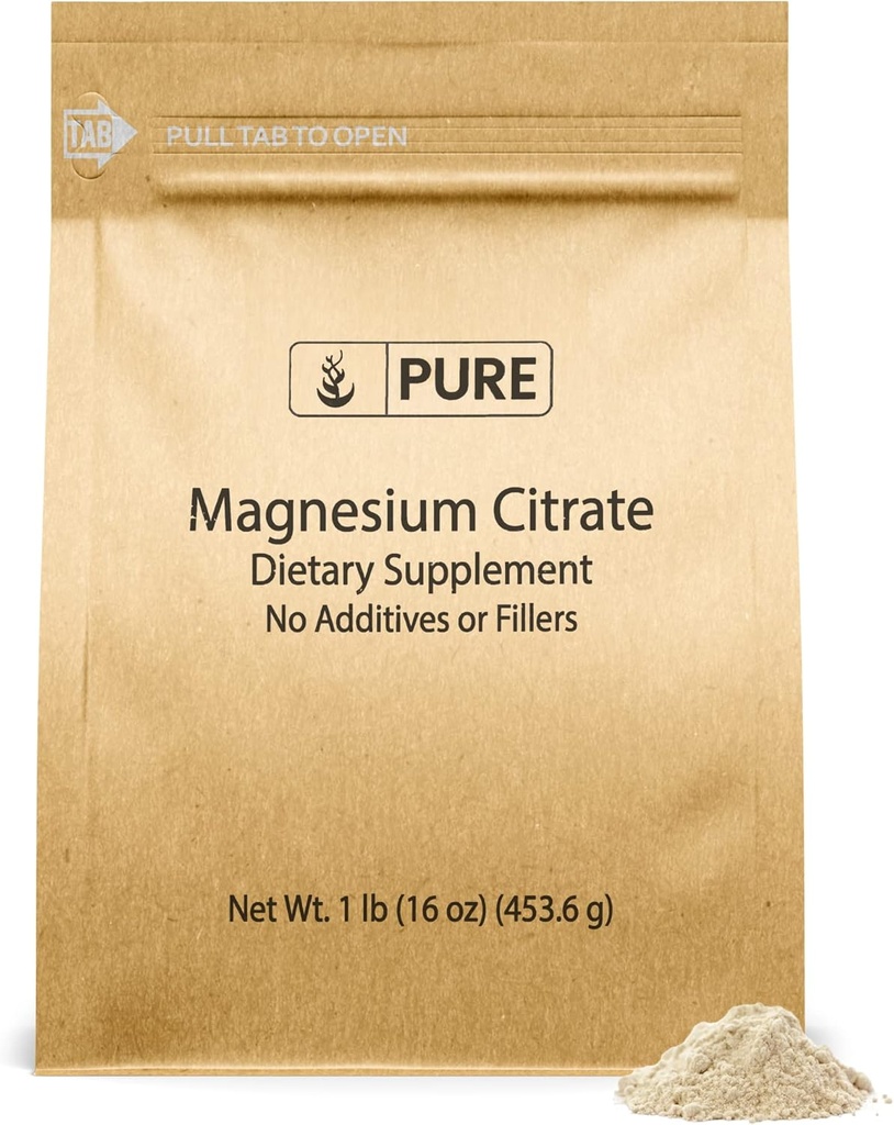 Pure Original Ingredients Magnesium Citrate (1lb) Magnesium supplement, Unflavored, Opløser nemt
