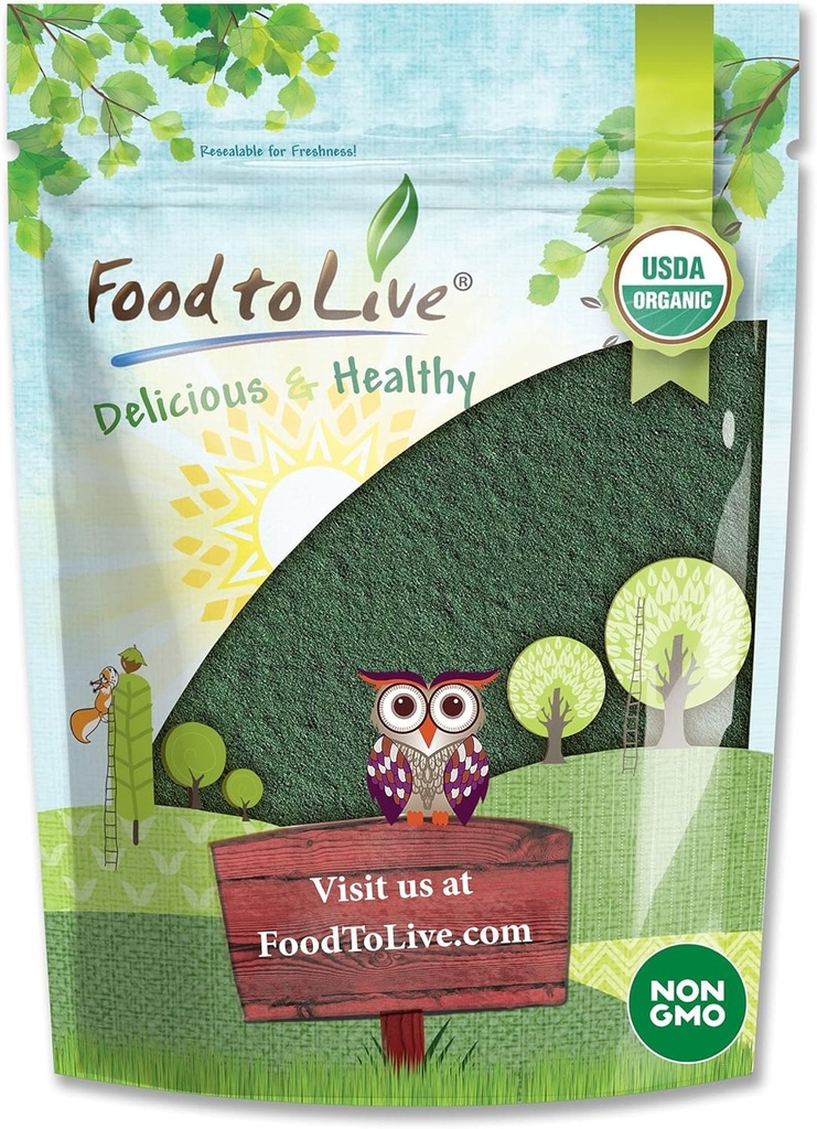 Mad til levende økologiske Chlorella Powder, 4 Ounces - Non- GMO, Kosher, Raw Green Algae, Vegan Superfood, Bulk, Pure Vegan Green Protein, Rich in Vitamin and Minerals, Great for Drinks, Broken Cell Wall