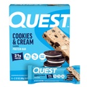 Quest Nutrition Cookies & Cream Protein Bars, 21g Protein, 4g Net Carbs, 1g Sukker, Gluten Free, Keto Friendly, 4 Greve