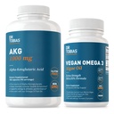 Dr. Tobias AKG Supplement & Vegan Omega 3 Alger Oil, Support Cellular Energy & Samlet Sundhed med AKG, EPA & DHA, Vegan, Gluten- Free, Non- GMO