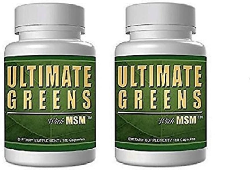 Daglig sundhed, Ultimate Green med MSM 360 Kapsler, 1925mg Vegansk Friendly Whole Food Superfood Supplement Non GMO Gluten Free Alkalizing Nutrients 2 Months Supply