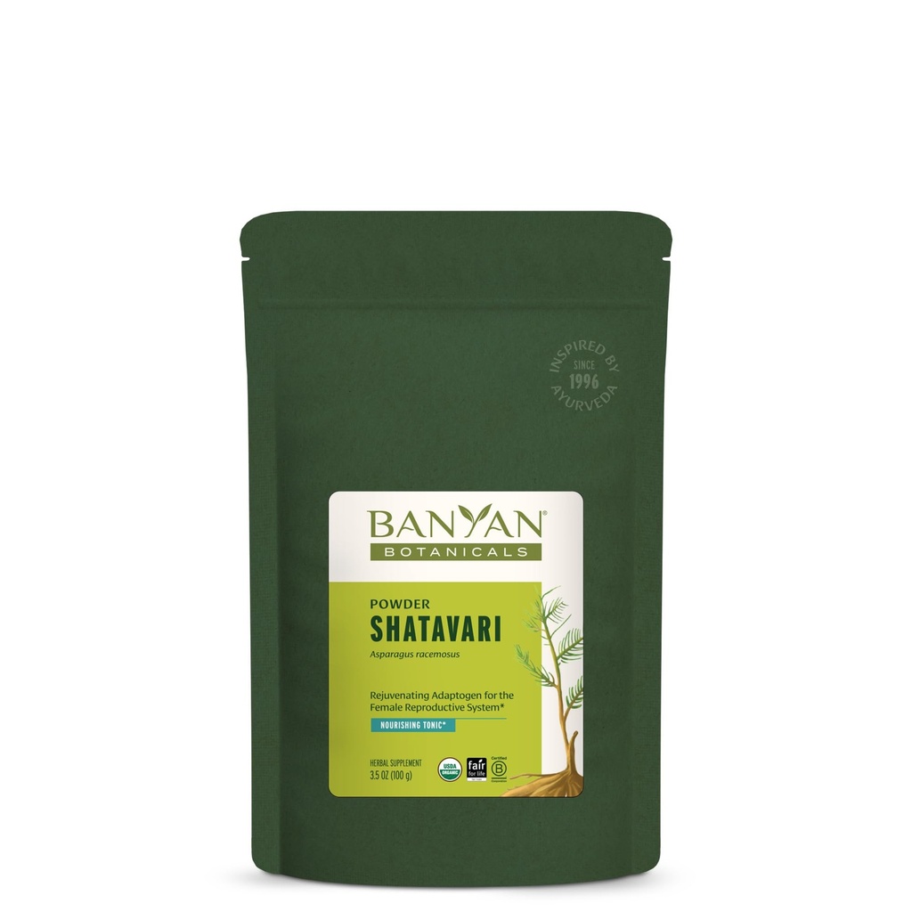 Banyan Botanicals Shatavari Powder - Organic Asparges Racemosus Root Powder - Foryngende Adaptogen Tonic, der understøtter et sundt reproduktivt system * - 3,5 oz. - Ikke-GMO bæredygtigt sourced Vegan