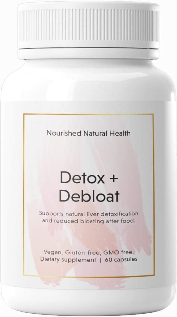 Nourised Natural Health Detox + Debloat - Milk Thistle & Mælkebøtte Root Vegan tillæg for kvinder - Bloating Relief & fordøjelsesstøtte - 60 kapsler