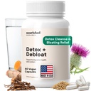 Nourised Natural Health Detox + Debloat - Milk Thistle & Mælkebøtte Root Vegan tillæg for kvinder - Bloating Relief & fordøjelsesstøtte - 60 kapsler