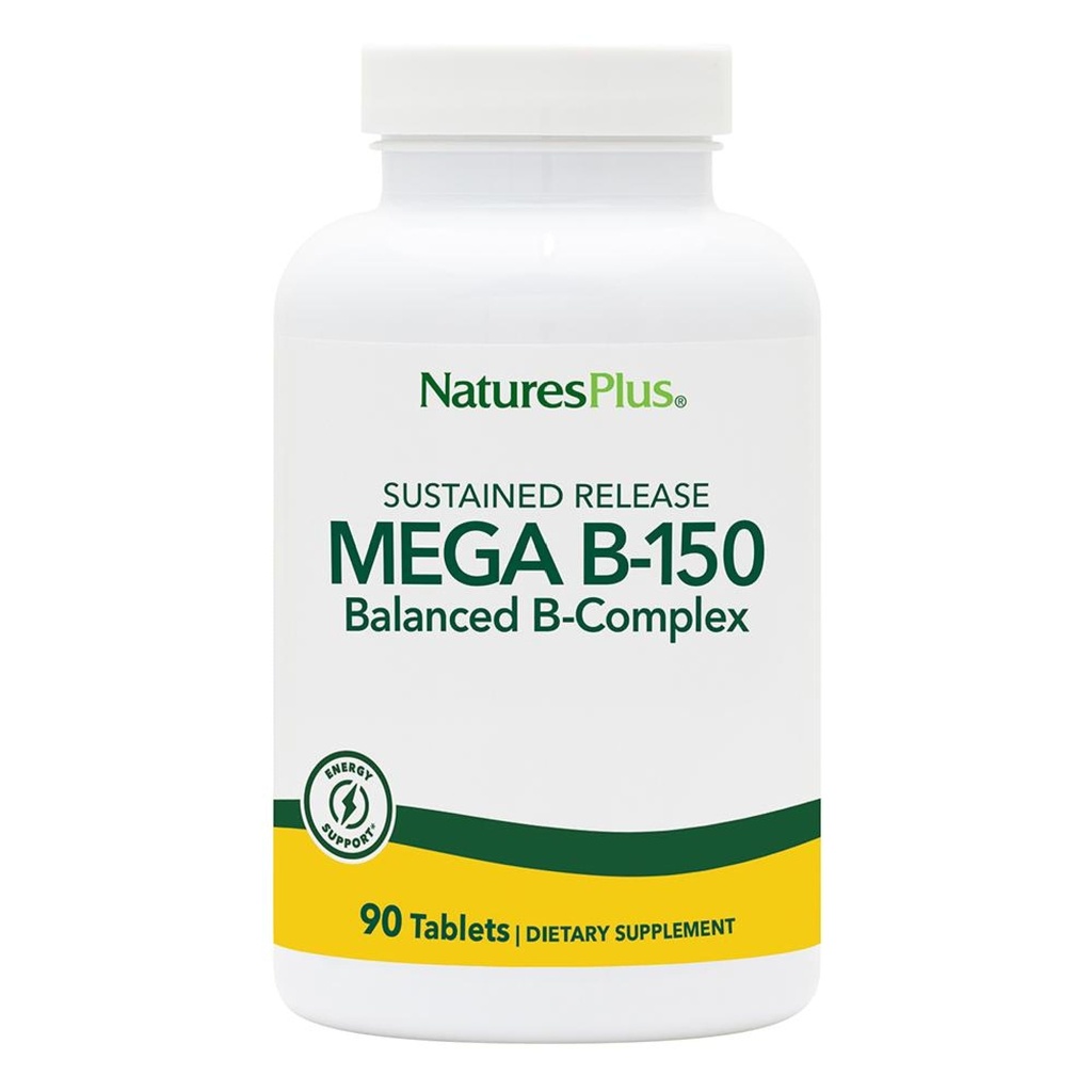Natures Plus Mega B- 150 Complex - 90 Vedvarende udgivelse Vegetariske tabletter - Maksimal potens B Complex Vitamin supplement -Gluten Free - 90 Servere