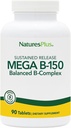 Natures Plus Mega B- 150 Complex - 90 Vedvarende udgivelse Vegetariske tabletter - Maksimal potens B Complex Vitamin supplement -Gluten Free - 90 Servere