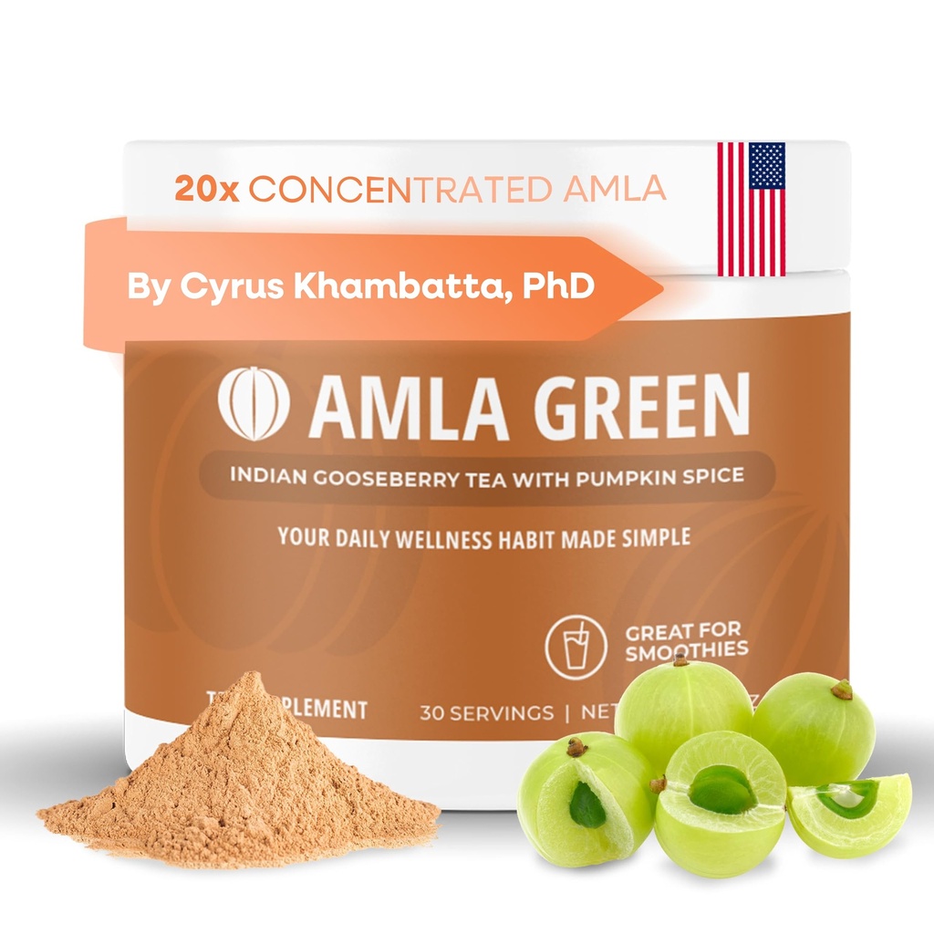 Amla Powder Superfood supplement med Græskar Spice, 20x Ultra Koncentreret Amla, Lavet med kanel, Ingefær, Nutmeg, Cloves, Allspice, Cardamom, indiske Gooseberries, Græskar Spice, 30 Servere
