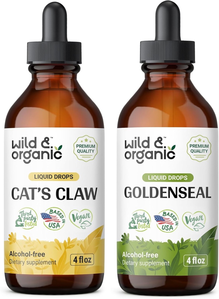 Wild & Organic Cat 's Claw Tincture 4 fl oz & Goldenseal Tincture 4 fl oz