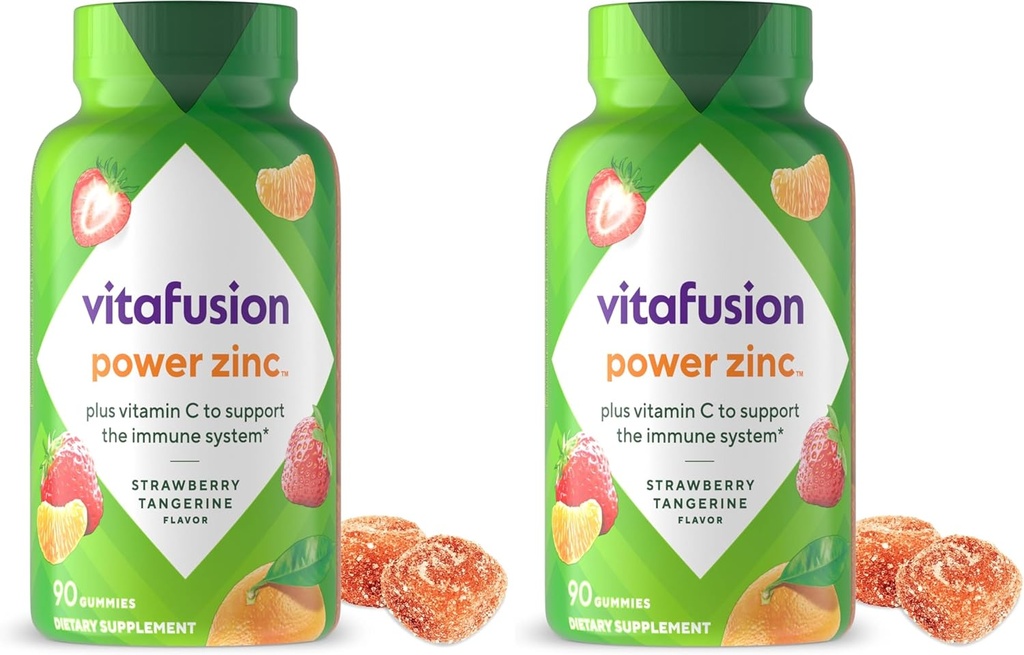 Viafusion Power Zink Gummy Vitamin, Strawberry Tangerine Flavored immunforsvar (1), 90 Greve (pakke med 2)