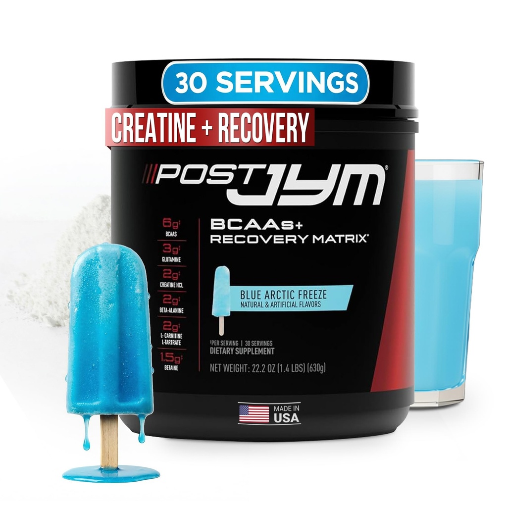 JYM Supplement Science Post JYM Aktiv Matrix Blå Artic Freeze Amino Inddrivelse Powder Pure Creatin HCL, BCAA 's, Glutamin, Carnitin, betain, Taurine for styrke, Reparation, Performance 30 Servere