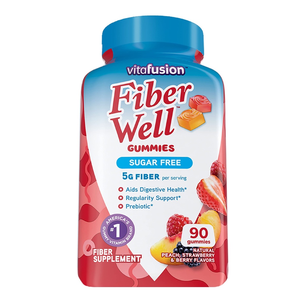 Viafusion Fiber Well Sugar Free Fiber Supplement, 90 Grev B12 Gummy Vitamin, 60 Greve