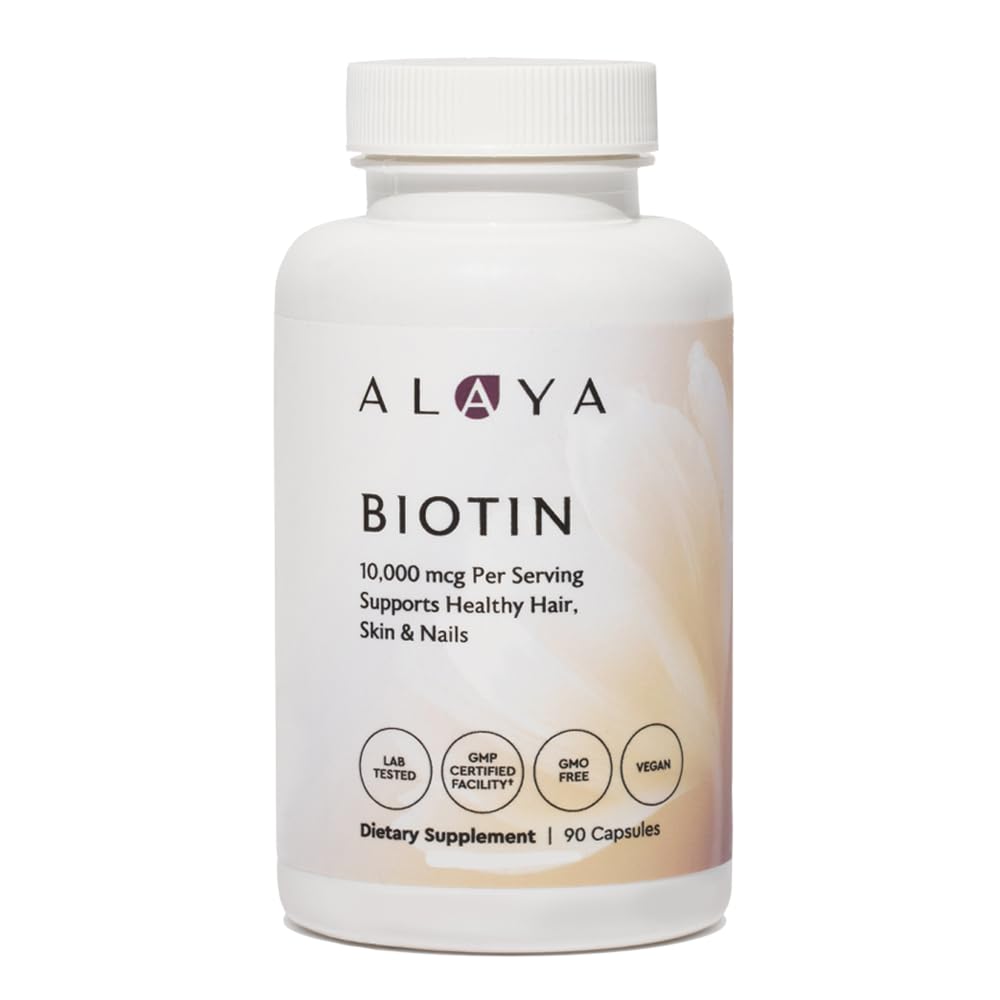 Alaya Naturals - Biotin 10,000mcg, 90 kapsler - understøtter sundt hår, hud & negle