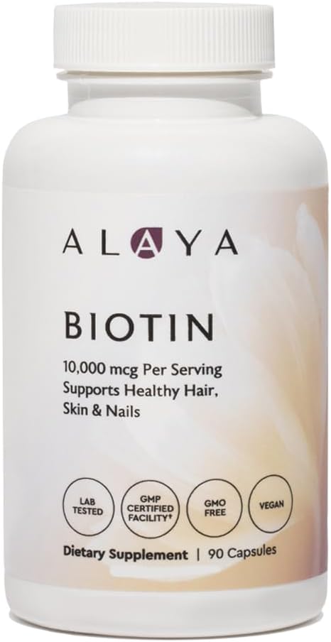 Alaya Naturals - Biotin 10,000mcg, 90 kapsler - understøtter sundt hår, hud & negle