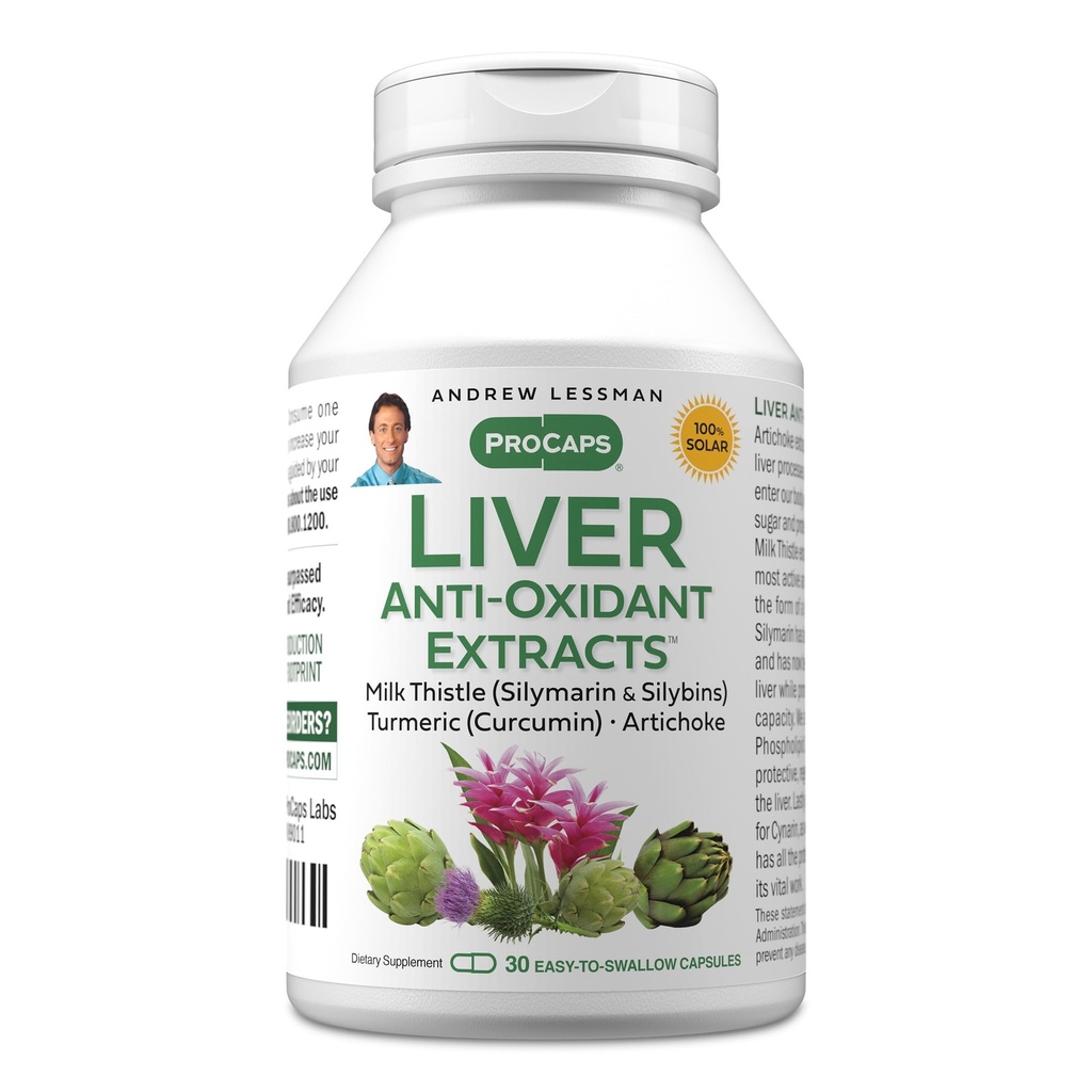 ANDREW LESSMAN lever Antioxidant Ekstrakter 30 kapsler - understøtter de hard- working væv af leveren, fremmer optimal leversundhed og funktion. Mælk Thistle, Gurkemeje og Artiskoke Ekstrakter