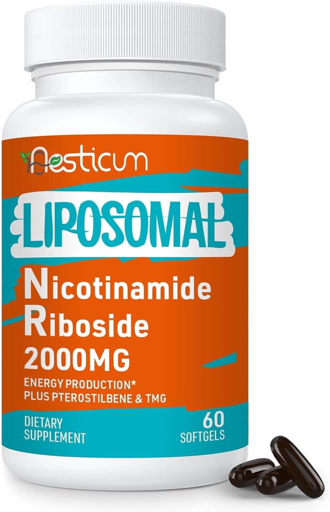2000 MG Liposomal Nicotinamid Riboside Supplement med TMG & Pterostilben, Superior to Niacinamid for Energy, Immunity, Age Resistance, 60 Softgel
