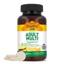 Country Life Voksen Chewable Multivitamin med Coenzym B- Vitamin, Antioxidanter, Mineraler, Pineapple- Orange Flavor - Understøtter energi Metabolisme og immunforsvar, Gluten Free - 60 Wafers
