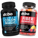 DR. BO Fiber Gummies & Colon Cleanse Kosttilskud - Tasty Gummy Prebiotic Fiber Supplement - Super Colon Magic tarmbevægelse Støtte til Gut & Mave Cleansering