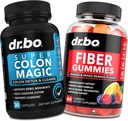 DR. BO Fiber Gummies & Colon Cleanse Kosttilskud - Tasty Gummy Prebiotic Fiber Supplement - Super Colon Magic tarmbevægelse Støtte til Gut & Mave Cleansering