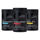 Sport Forskning Tranebær Frugt Complex tillæg med Pacran & Vitaminer C & E, Hele frugt blåbær koncentrat fremstillet af økologiske blåbær og plante baseret vitamin D3 + K2 med kokosolie
