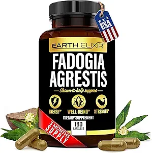 Earth Elixir Fadogia Agrestis Supplement 900mg (180 Capsules) - Made in USA - 3 Month Supply - 3rd Party Tested - Fadogia Agrestis Extract -Max Purity – 100% Pure – Fadogia Agrestis Capsules