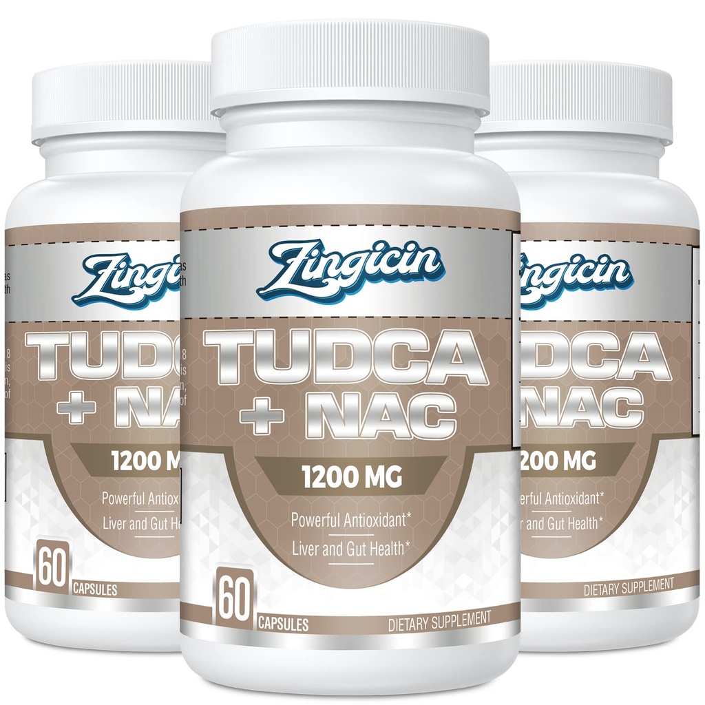 TUDCA med NAC Supplement 1200mg - 180 kapsler, kraftfulde TUDCA Bile Salt Plus N- Acetyl- cystein, Antioxidant Kosttilskud til lever, fordøjelse