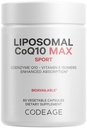 Codeage Liposomal CoQ10 Max Supplement - 250 mg Coenzym Q10 med E-vitamin Isomerer Tocopheroler - 2 - Måned Supply - 1 Kapsel Per Servering - Liposomal Levering - Non-GMO, Gluten- Free - 60 Kapsler