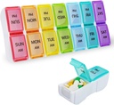 Dailyrest Pill Organizer 2 gange om dagen, Pill Box 7 Dag, AM PM Pill Case, Aftagelig Ugentlig Pill Container, Rainbow See- through Lids, Rejser Portable Medicine Container til Pill / Vitaminer / Kosttilskud