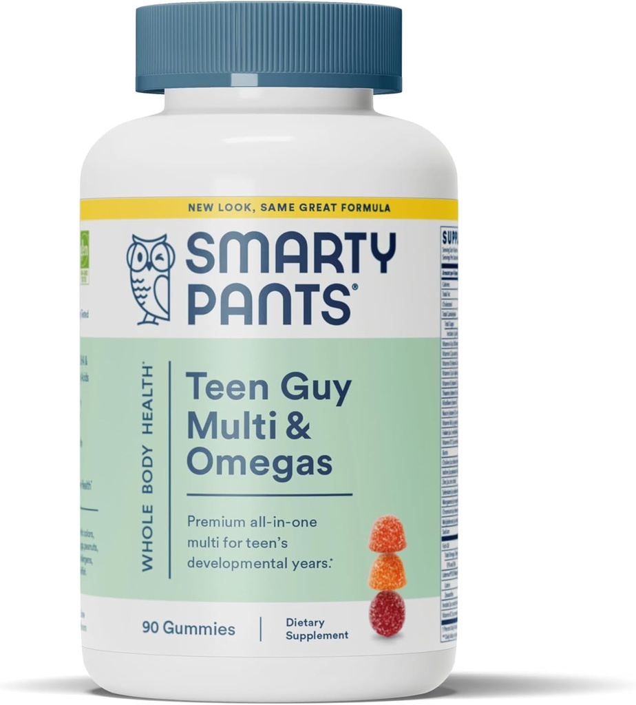 SmartyPants Teen Guy Multi & Omegas Gummies, 90 Greve