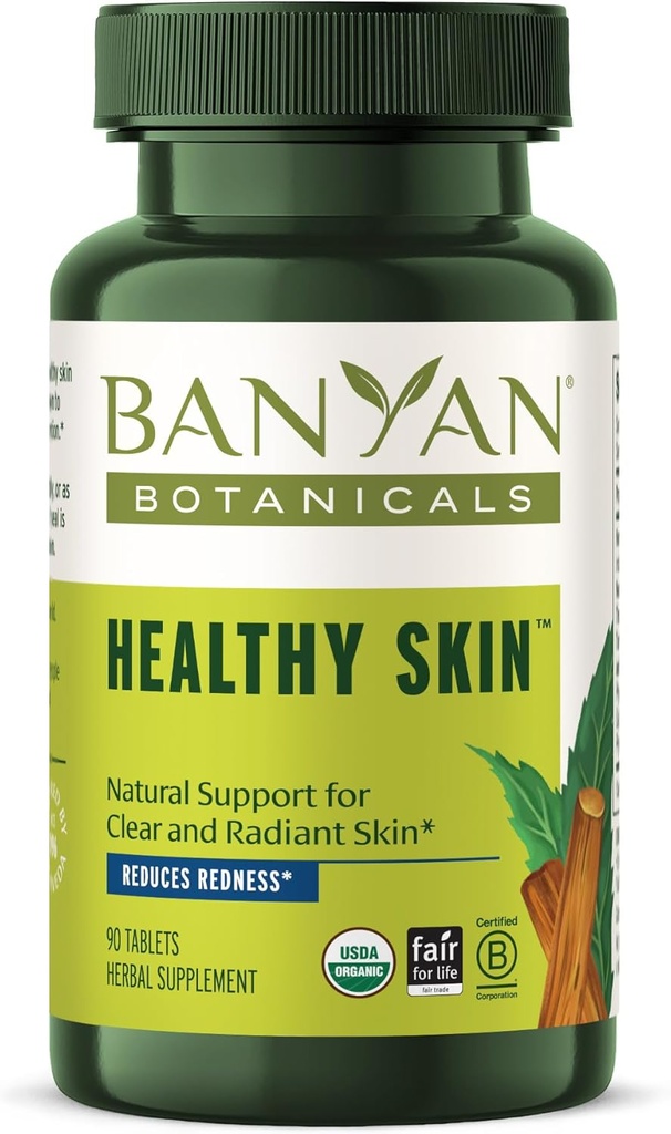 Banyan Botanicals Sund Hud - Økologisk Skin supplement - for strålende og sund udseende hud - 90 tabletter - Ikke-GMO bæredygtigt sour Vegan