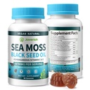 Vegansk Ashwagandha Sea Moss Gummies - Black Seed Oil, C-vitamin & D til immunforsvar, fordøjelsesfremmende, Antioxidant 13 i 1 bundle, Sea Moss Chlorophyll Avanceret styrke Formel 2Pack 120 Gummies