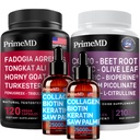 Flydende collagen biotin (2pk), Fadogia Tongkat Ali (1pk), og nitrogenoxid (1pk) Supplement Bundle - Potent Vitaminer til hår, hud, negle, hjerte, energi, & Testosteron support - non-GMO, Vegan