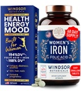 Iron og folinsyre Kosttilskud til kvinder - 35 mg Gentle Iron Vitamin, Folinsyre 400mcg - Anæmi, Periode, Graviditet Support, Ferrosulfat piller - 60 Vegan non- Forstoppende tabletter