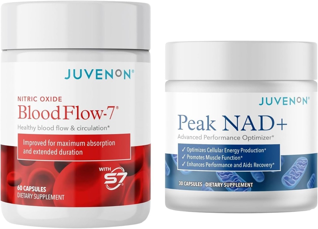 Juvenon BloodFlow- 7 nitrogenoxid tillæg med Nitrosigin + Peak NAD +