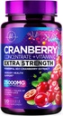 Cranberry Supplement 25,000mg Formel + C-vitamin - urinveje Sundhedsstøtte til kvinder & mænd, 50: 1 hel frugt Cranberry Extract piller til kvinder, sukkerfri, non-GMO, glutenfri - 120 kapsler
