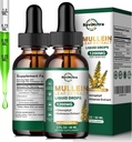 2 Pack Mullein dråber til lunger, 1200mg Mullein Leaf Extract Flydende dråber med Chlorophyll til Lung Cleanse & Detox, Support for Respiratory, Immun, fordøjelsessystem