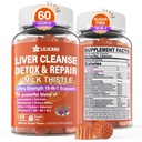 1Pack Milk Thistle Lever Detox Gummies, 18- 1- lever rense Detox & reparation Supplement med Berberine, Chicory Root, Gurkemeje, Artiskoke, Mælkebøtte Root, Chanca Piedra, Vitaminer B6 B12 - Sukker fri