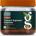 Gaia urter gurkemeje Supreme Extra Strength Gummies - Understøtter Hævelse Relief til at hjælpe med at bevare en aktiv livsstil - Lemon Ginger Flavor - 60 Vegansk Økologisk Gummies (20-dages Tilgang)
